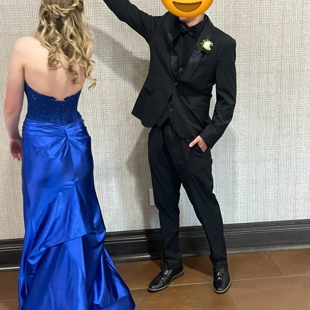 Sherri Hill Vibrant Blue Satin Dress - Picture 2 of 6